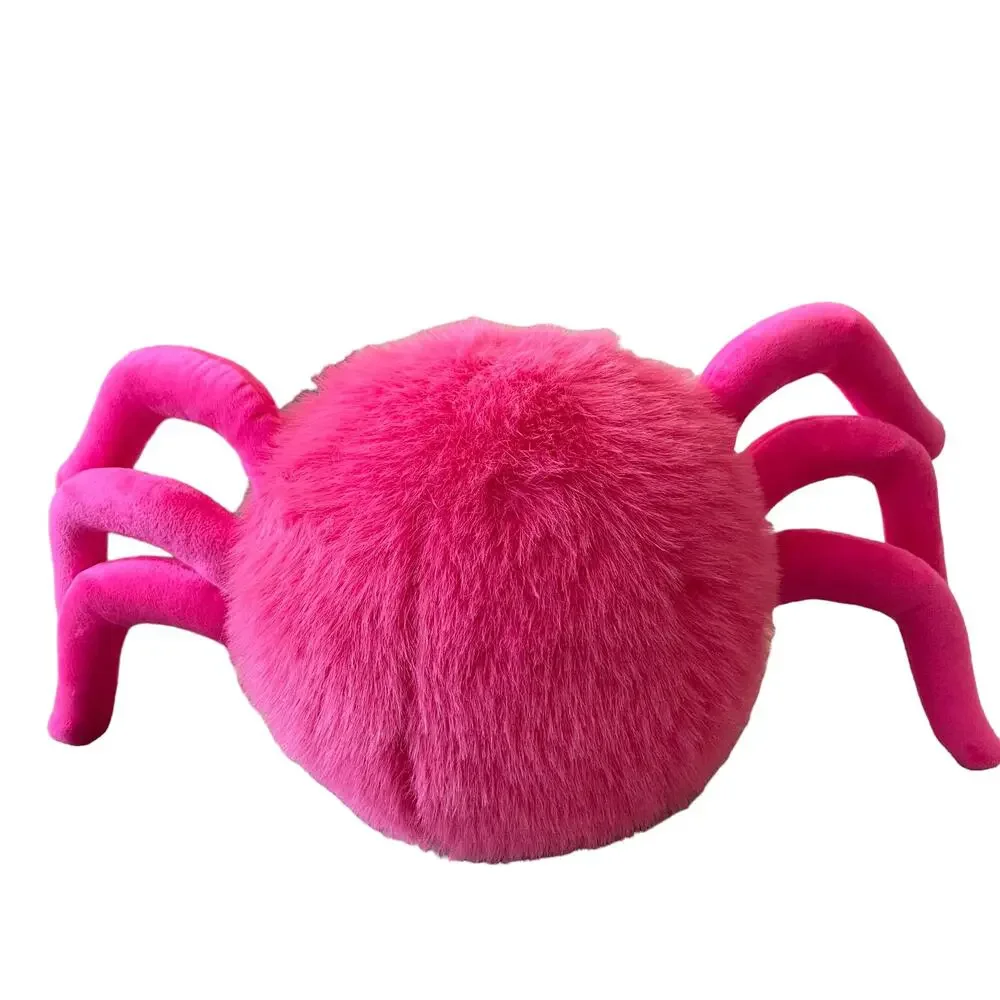 Cynthia Rowley PINK SPIDER Pillow Faux Fur Halloween Decor NEW